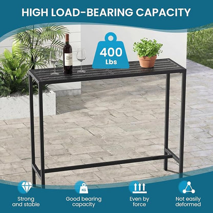 36" Outdoor Bar Height Table, Black Metal Frame with HDPE Top | Carbon steel frame, 400lbs Capacity. UV-Resistant, Easy Assembly, Adjustable Feet, for patio, hot tub, balcony, indoor