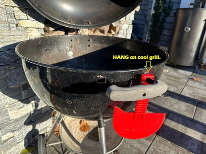 LavaLock Smok-n-Scrape Grill and Smoker Scraper, Residue Remover Cleaning Tool for Weber Kettle, Weber Smokey Mountain, UDS, WSM (Red Smoke-n-Scrape)