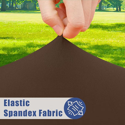 Moosfor Spandex 8 Foot Rectangle Table Cloth, Elastic Fitted Tablecloths for Picnic, Stretch Washable Patio Table Cover for Outdoor, Camping, Banquet and Parties (Coffee, 30"x96")