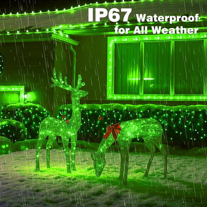500LED Outdoor Christmas Lights, 164FT String Lights (Green) | IP44 Waterproof,8 Modes,Remote control 3 Timers & Memory Function, Ideal Indoor & Outdoor Christmas Tree Holiday Decorations
