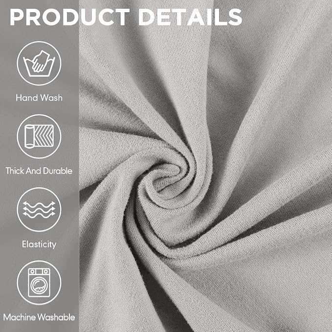 Peryiter 2 Pcs Couch and Loveseat Sofa Covers,Silver Gray,Milk Silk | Armchair Covers for Living Room, Sofa Cushion Slipcover 2/3 Seater, Furniture Protector, Polyester and Spandex, Washable