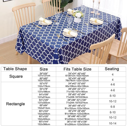 Smiry Rectangle Table Cloth, Waterproof Vinyl Tablecloth with Flannel Backing for Rectangle Tables, Wipeable Spillproof Plastic Tablecloths for Dining, Camping, Indoor and Outdoor (54"x78", Navy)