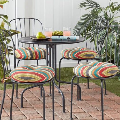 Greendale Home Fashions Adobe Stripe Outdoor 15-inch Bistro Seat Cushion, Set of 4