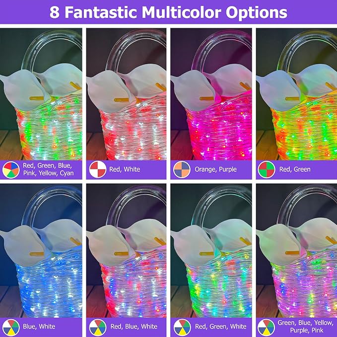 50ft Rope Lights for Outside, IP68 Waterproof Dimmable Outdoor String Lights with 2 Rmote 25 Colors 149 Modes, RGB Warm White Twincle & Chasing LED Fairy Light Strip for Christmas Decor Indoor Bedroom