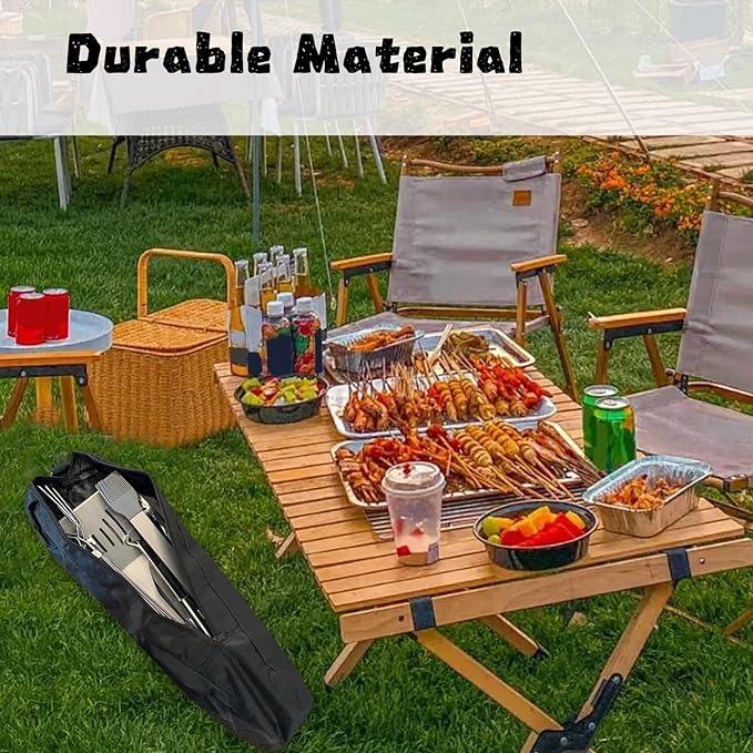 Grill Storage Bag, BBQ Tool Bag, Outdoor Grilling Bags, Oxford Cloth Grill Utensil Storage, Foldable Grill Bag for Camping and Hiking BBQ, Grill Accessory