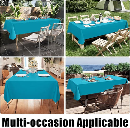 Smiry Rectangle Table Cloth 54x78 Inch, Waterproof Wipeable Vinyl Tablecloths Protector, Oil Spill Proof Plastic Table Cover for Dining, Picnic, Camping, Outdoor, Turquoise