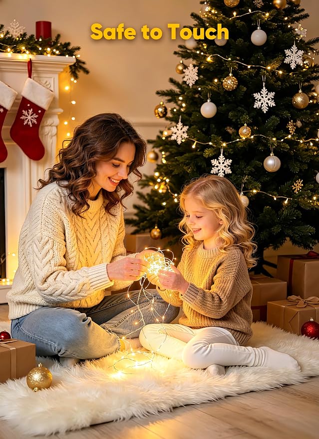 Minetom Fairy Lights Battery Operated, 33FT 100LED Waterproof String Lights | Long Lasting Silver Wire Starry Fairy Lights for Bedroom, Dorm, Christmas, Tree, Party, Wedding, Mason Jar, Holiday Decor