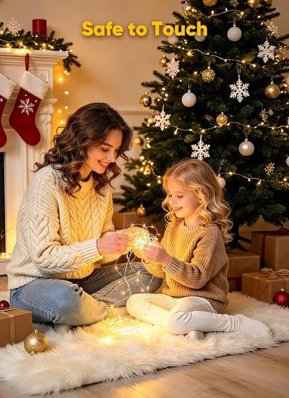 Minetom Fairy Lights Battery Operated, 33FT 100LED Waterproof String Lights | Long Lasting Silver Wire Starry Fairy Lights for Bedroom, Dorm, Christmas, Tree, Party, Wedding, Mason Jar, Holiday Decor