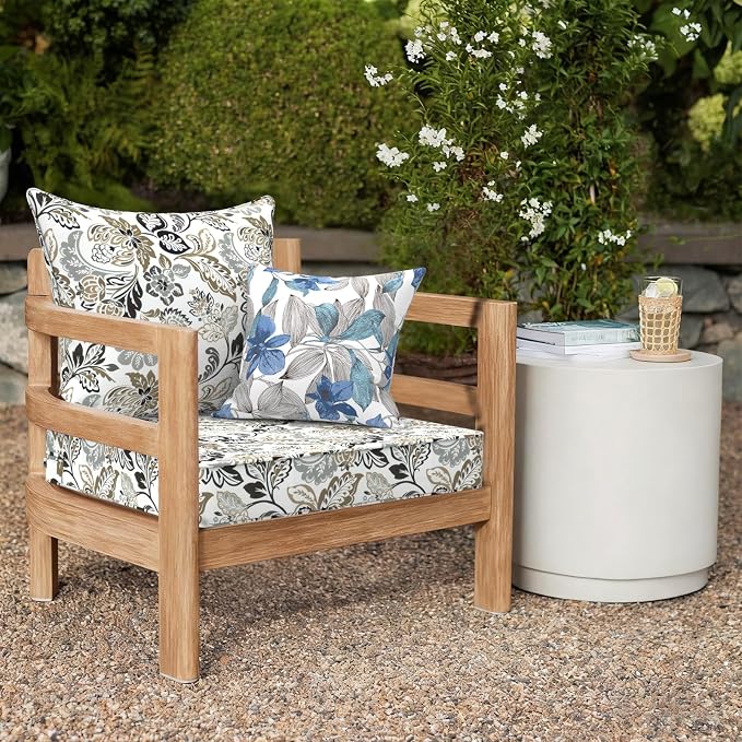 DYTXIII Outdoor Deep Seat Cushion Set, Water Repellent 24"x24" Patio Thick Cushions Replacement with Seat & Back Pillow for Patio Sofa, Wicker Chair, Couch - Dailey Tan