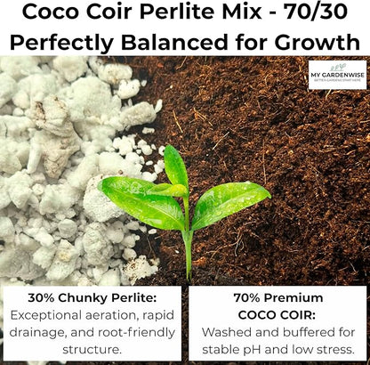 GARDENWISE Coco Perlite - Coco Coir Perlite Mix - 70/30 Growing Media - Hydroponic, Indoor & Outdoor, Grow Bags & House Plants (3 quarts)