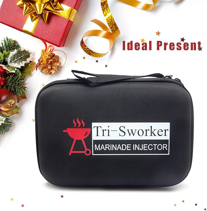 Tri-Sworker Meat Injectors for Smoking with Case and 4 Flavor Food Injector Syringe Needles, Injector Marinades for Meat, Turkey, Brisket; 2-oz; Including Paper and E-Book (PDF) User Manual