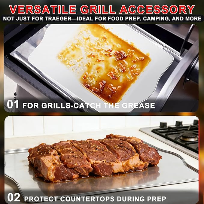 6 Packs BAC507 Drip Tray Liners for Traeger Pro 22 & Pro 575 Most Rectangular Pellet Grills and Smokers, Heat-Resistant Foil Liners for Traeger Grill Accessories, Aluminum Grease Tray 20" x 15.6"