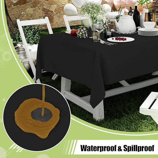 Smiry Disposable Table Cloth 3 Pack, 54 x 72 Inch Waterproof Plastic Tablecloth, Decorative Rectangle Table Covers for Party, Birthday, Picnic, Black