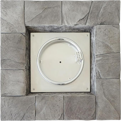30'' Propane Fire Pit Table Hidden Tank Inside, 40,000 BTU Square Outdoor Gas Firepit with Auto-Ignition, Waterproof Cover for Patio Deck, Stone Gray
