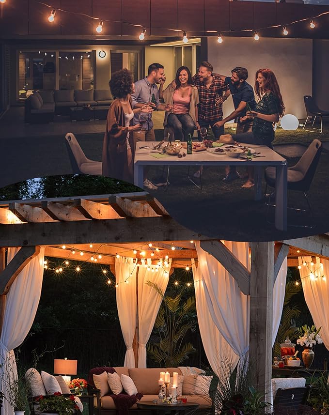 Zuske Outdoor String Lights, 300FT Patio Lights with 146 Shatterproof G40 Globe Bulbs(6 Spare), Waterproof Connectable Dimmable LED Hanging Lights for Outside Backyard Porch Balcony Gazebo (150FT x 2)