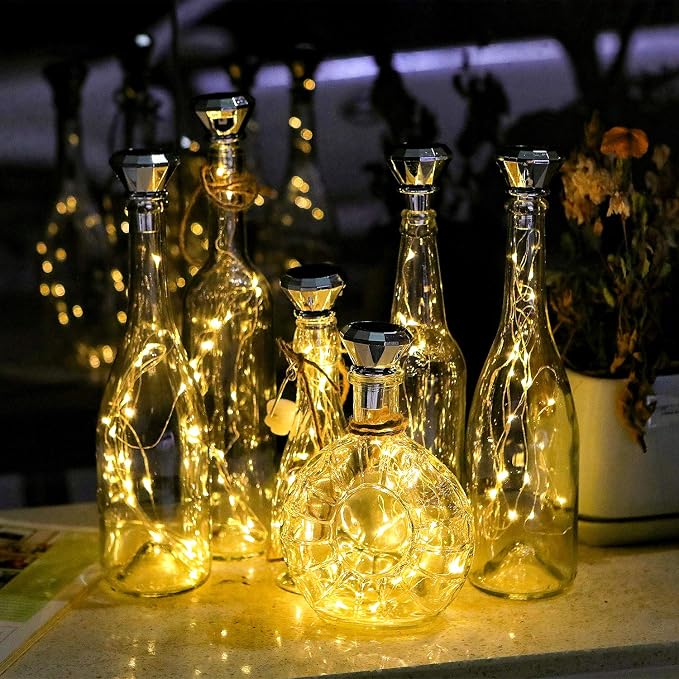 Bottle Lights Solar Wine Bottle Lights 10 Packs 20LED Outdoor Waterproof Fairy Light Strings for Recycling Wine Bottle Decoration