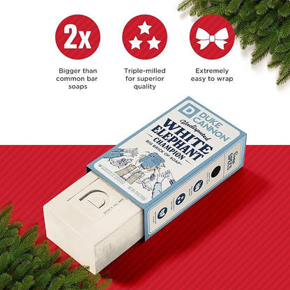 Duke Cannon Supply Co. White Elephant Bar Soap - 10oz Large Soap Brick with Citrus Musk Scent - Holiday Gag Gift, Funny White Elephant Gift Idea 6 Pack