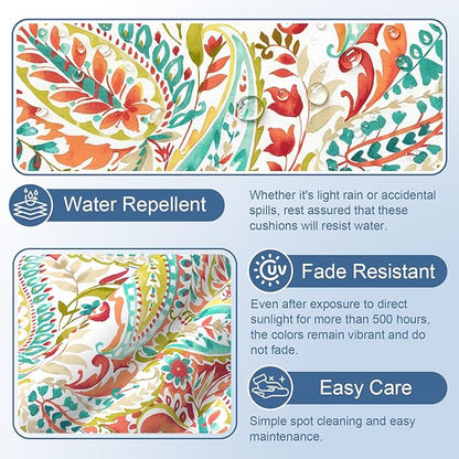 LVTXIII Outdoor Chaise Lounge Cushion 72x21x3 Inch, Water-Repellent Patio Seat Cushion with Ties & Hidden Zipper, Thick Foam Pad for Lawn Chair, Poolside, Patio Furniture, Pretty Paisley
