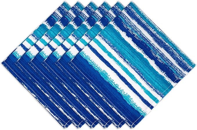 YiHomer Indoor Outdoor Tabletop for Spring Summer Decorations, Picnics and Dinner Parties - Stain and Water Resistant, Napkin Set, 20 x 20, Crayon Art (Ocean)