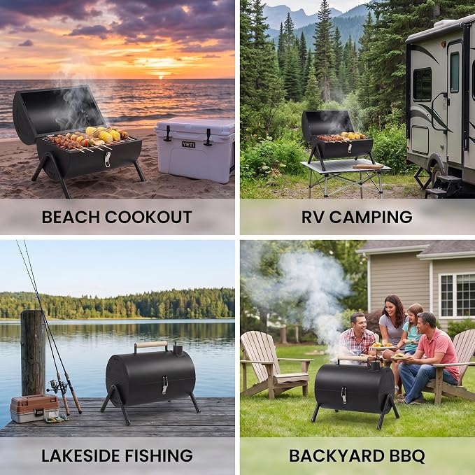 Charcoal Grills, Portable Charcoal Grills with Carry Bag & Double-Sided Design, Barbecue Grill for Outdoor Backyard