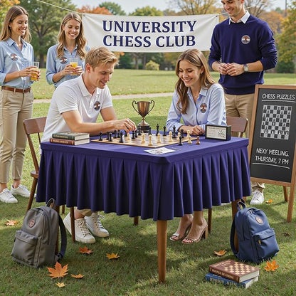 PARTISKY Navy Blue Spandex Square Tablecloths 48x48 Inch, Wrinkle Free Fitted Card Table Cloth Stretch Square Table Cover for Kitchen Dinner, Holiday Party, Wedding Banquet, Display Trade Show