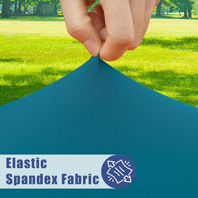 Moosfor 2 Pack Rectangle Spandex Fitted Table Cloth, 4FT Elastic Tablecloth | Washable Picnic Table Cover, Stretch Waterproof Table cloths for Party, Patio, Dining, Kitchen, 24" x 48", Peacock Blue