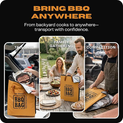The Original BBQ Bag - Insulated BBQ Meat Resting Bag, Portable Barbecue Brisket Carry Bag with Butcher Paper, Washable Thermal Storage for Transporting Smoked Meats