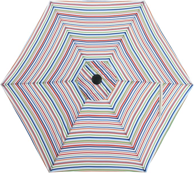MASTERCANOPY Patio Umbrella 7.5 ft Replacement Canopy for 6 Ribs-Red and Green Stripes Canopy Only