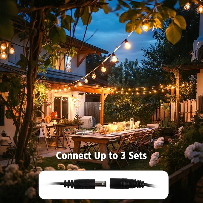 100FT G40 LED Smart String Lights App Controlled with Romote for Outside | Outdoor Patio Lights Connectable with 40+2 Shatterproof LED Bulbs, Outdoor String Lights Timer for Backyard Balcony Garden