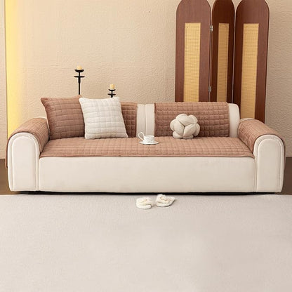 Velvet Couch Covers for Dogs, Dog Sectional Couch Covers, Pet Couchs Cover for 3-4 Seater, Couchs Protector for Dogs, Sectional Sofa Cover for Pet Washable(1PC,Dark Brown,27.6"×82.7")
