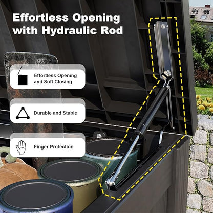 ROJIK Outdoor Storage Housing Deck Box - Waterproof Patio Furniture, Garden Tools, Cushions, Pool Accessories Storage Bench with Lockable Lid and Side Handles (Black 158 Gal)