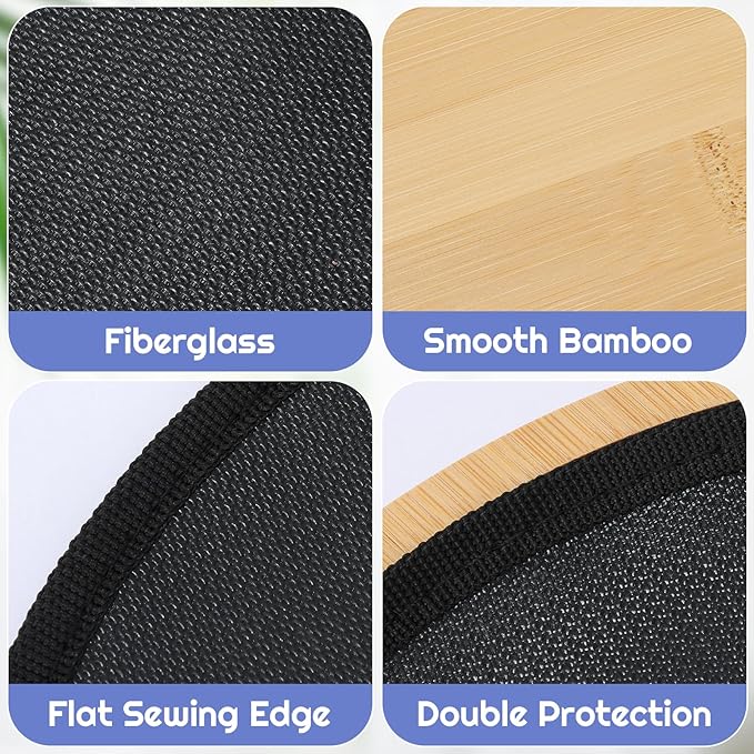 2 Pcs Tabletop Fire Pit Mat Set 10" Heat Resistant Mats Round Wooden Bamboo Tray with Fireproof Pad for Indoor Outdoor Winter Stoves to Protect Countertop and Table (12inch)