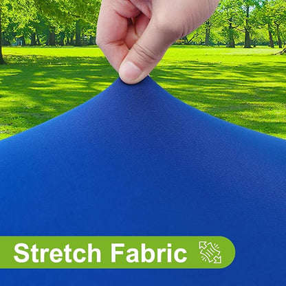 Smiry Round Spandex Tablecloth, Elastic Fitted Washable Tablecloths for 57"-68" Tables, Waterpoof Stretch Picnic Table Cover for Dining, Indoor and Outdoor, Blue