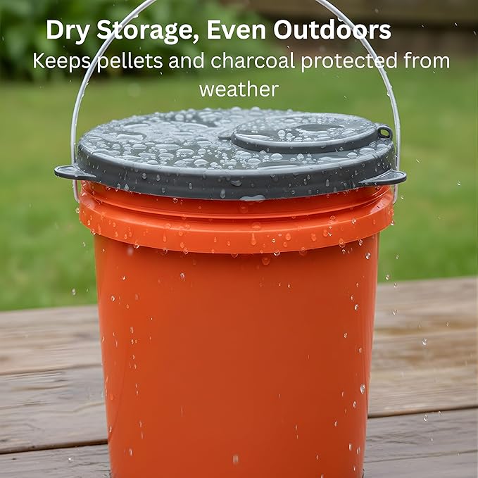 Skywin 5 Gallon Bucket Lid, Seal Lid, Wood Pellet Storage Containers, Bird Seed Container, Lump Charcoal Storage, Weather Resistant Rubber (Bucket Not Included) (Grey)