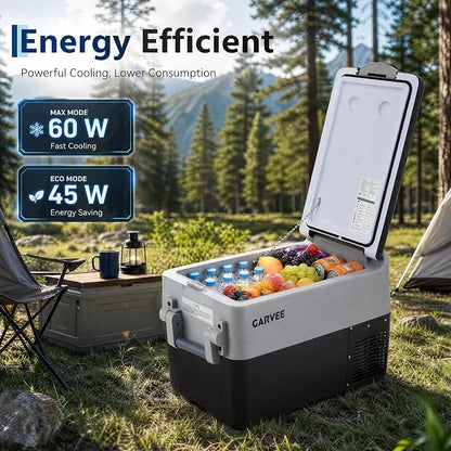 Garvee 42QT 12V Portable Refrigerator, Dual Zone Car Fridge Freezer with App Control & AC/DC Power for Camping, RV, Truck, Fishing & Home