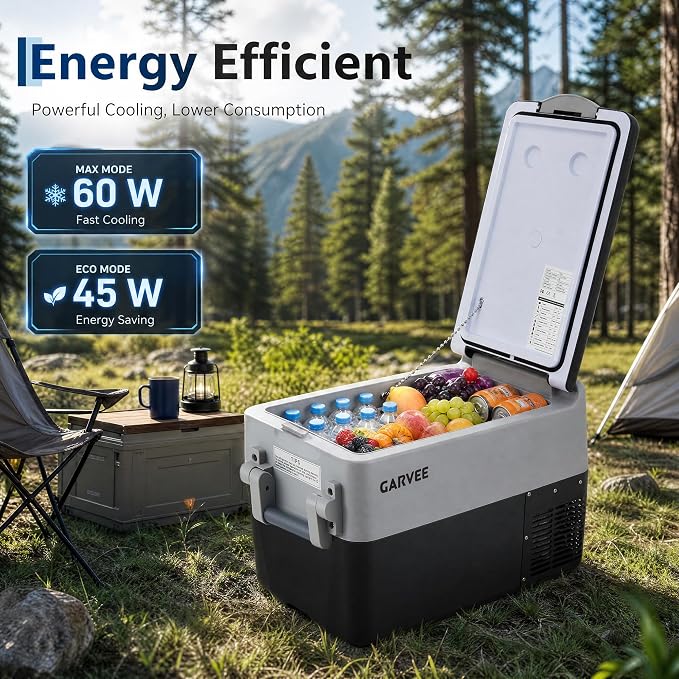 Garvee 53QT 12V Portable Refrigerator, Dual Zone Car Fridge Freezer with App Control & AC/DC Power for Camping, RV, Truck, Fishing & Home