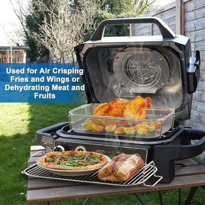 Crisper Basket & Smoke Rack for Ninja Woodfire Pro XL Outdoor Grill & Smoker OG800 OG900 Series, Non-Stick Air Fryer Basket with Roast Stand for Ninja OG850 OG951 OG901 OG952 Grill Accessories