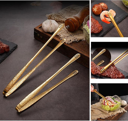 4 Pcs 11 Inches Korean BBQ Tongs Stainless Steel Grill Kitchen Food Tongs Tweezers Cooking Clamp Tool for Salad, Fish, Steak, Barbecue, Buffet, Meat