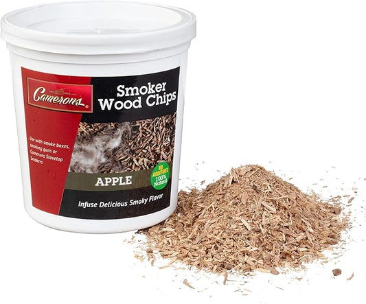 Camerons All Natural Extra Fine Apple BBQ Wood Chips for Smokers (1 Pint, 0.473 L) - Kiln Dried Wood Sawdust Shavings for Cocktail Smoking Guns, Stovetop Smokers, Smoke Boxes - Barbecue Grilling Gifts
