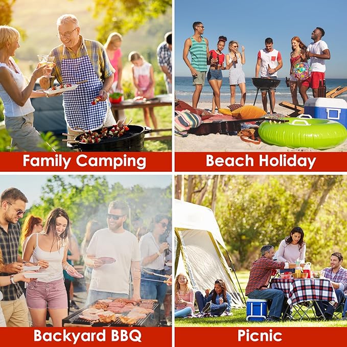 TeqHome Portable Charcoal Grill, Large Stainless Steel Folding BBQ Grill, Foldable Barbecue Grill with Storage Shelf for Camping BBQ Garden Backyard Party Picnic Outdoor Cooking Kabob, 39x13.4x28 inch