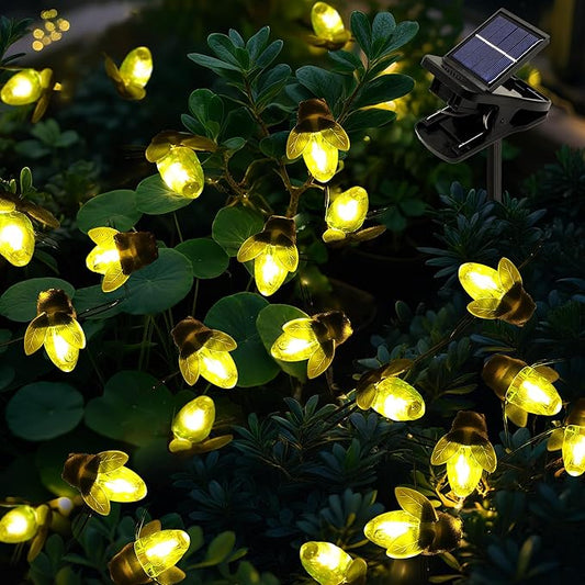 ANGMLN Solar Firefly Lights, 30 LED Solar Fireflies Fairy String Lights Outdoor Decor 19.6FT Solar Powered String Lights Waterproof for Garden Patio Home Wedding Party Spring