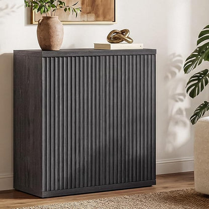SICOTAS Buffet Cabinet with Storage Accent Sideboard Modern Credenza with Doors & Shelves Fluted Media Console Mid Century Coffee Bar Table for Living Room Kitchen Dining Room Hallway