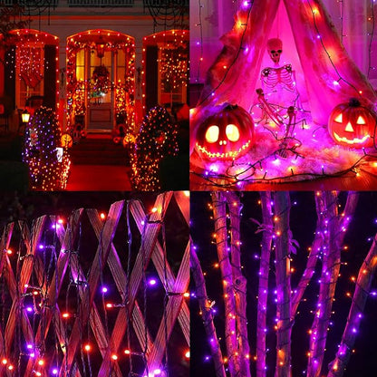 weillsnow 66 FT 200 LED Orange Purple Halloween String Lights with Timer | Plug in String Lights, Connectable, Memory Function, 8 Twinkle Modes,IP44 Waterproof, for Bedroom Garden Lawn Halloween Decor