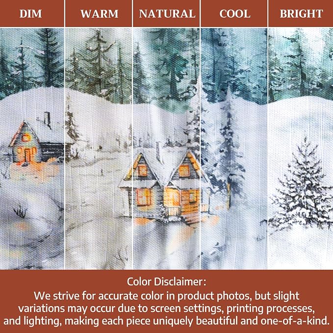 Maison d' Hermine Double Oven Mitts 100% Cotton Double Oven Glove (7"x35") | Heat Resistant BBQ Cooking Gloves with Loop Baking Kitchen Home Hotel Farmhouse Thanksgiving Christmas - Neige de Noel