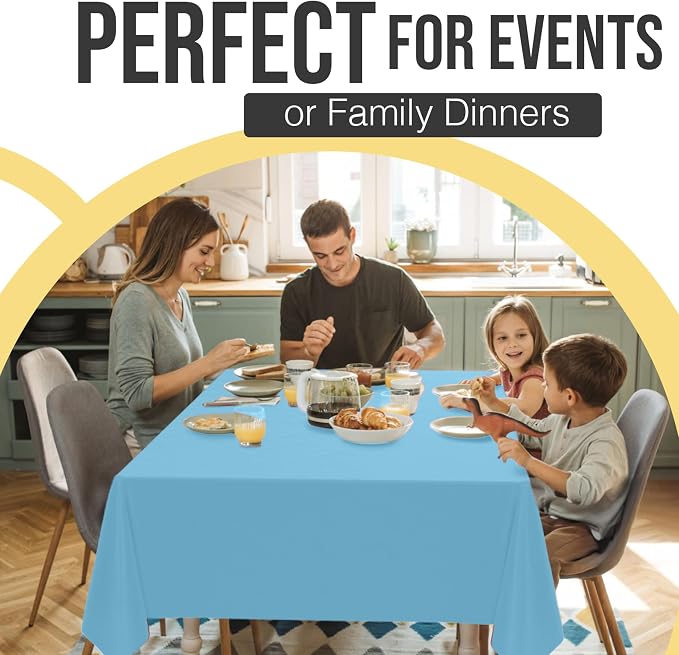 Exquisite 66% Thicker Premium Plastic Table Cloth Rectangle Table Cover 0.5 Mil 24 Pack Sky Blue Table Cloth 54 Inch x 108 Inch Disposable Tablecloth Won't Tear Easily Like Cheap Thin Brands