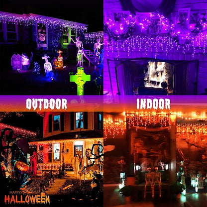 JMEXSUSS 400 LED Color Changing Halloween Lights Outdoor | 38.8ft Orange to Purple Halloween Icicle Lights with Remote, Waterproof String Light Plug in for Outdoor Indoor Party Decor