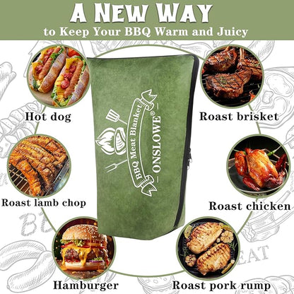BBQ Blanket for Resting Meat, Reusable Reat Insulated Resting Bag, Smoker Meat Resting Blanket, Insulated Brisket Resting Blanket with Wide Mouth Perfect for Gifting, (21 in Green)