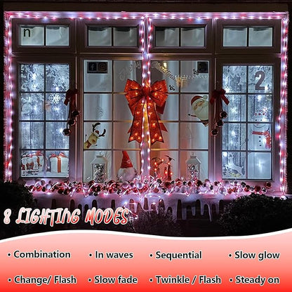 YEGUO Solar Rope Lights Outdoor Waterproof, 66ft 200 LED Candy Cane String Lights, 8 Modes Fairy Lights in Clear Thin Tube