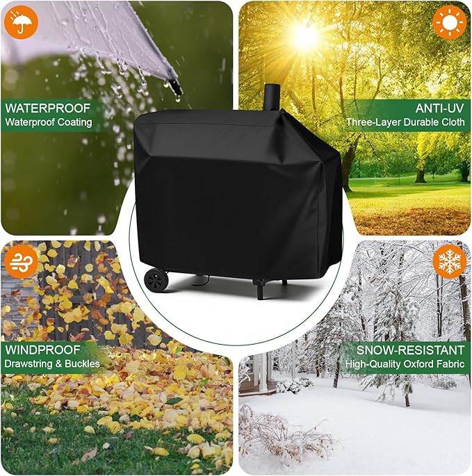 Charcoal Grill Cover for Royal-Gourme-t CC1830V 30 Charcoal Grill, Smoker Grill Cover for Outdoor Grill Waterproof Royal-Gourme-t BBQ Grill Cover - 44" L×29" W×45" H, Black