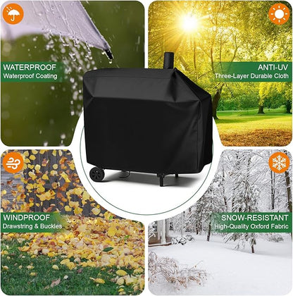 Charcoal Grill Cover for Royal-Gourme-t CC1830V 30 Charcoal Grill, Smoker Grill Cover for Outdoor Grill Waterproof Royal-Gourme-t BBQ Grill Cover - 44" L×29" W×45" H, Black